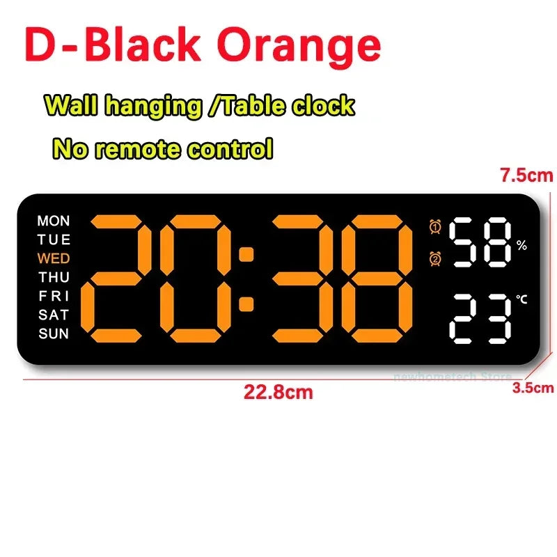LED Digital Wall Clock Time Temperature Date Display