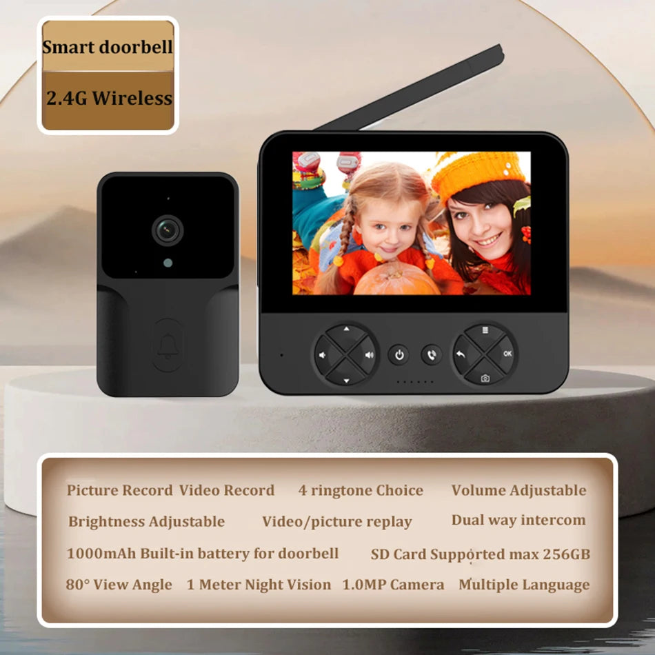 Mirixi Wireless 4.3 Inch IPS Video Doorbell with Camera