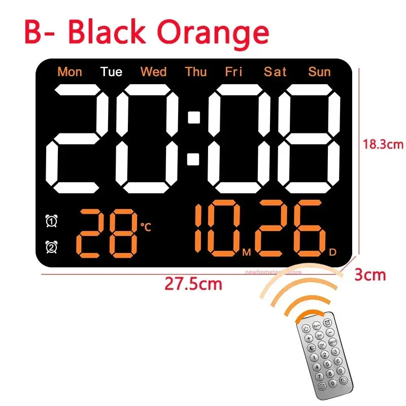 LED Digital Wall Clock Time Temperature Date Display