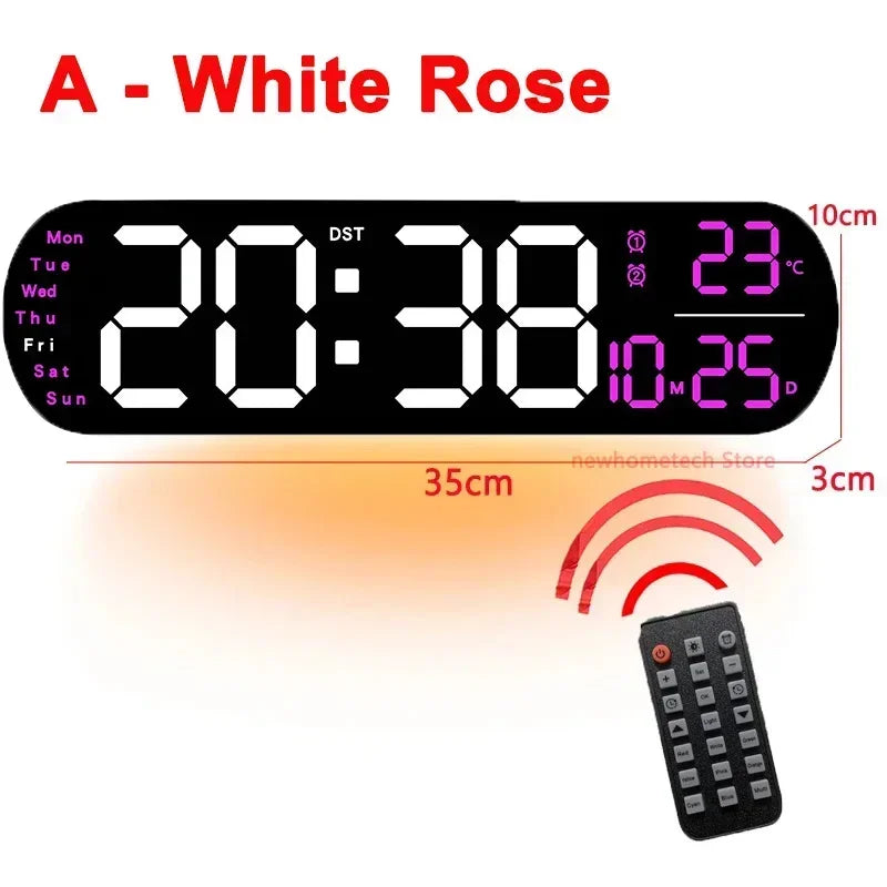 LED Digital Wall Clock Time Temperature Date Display