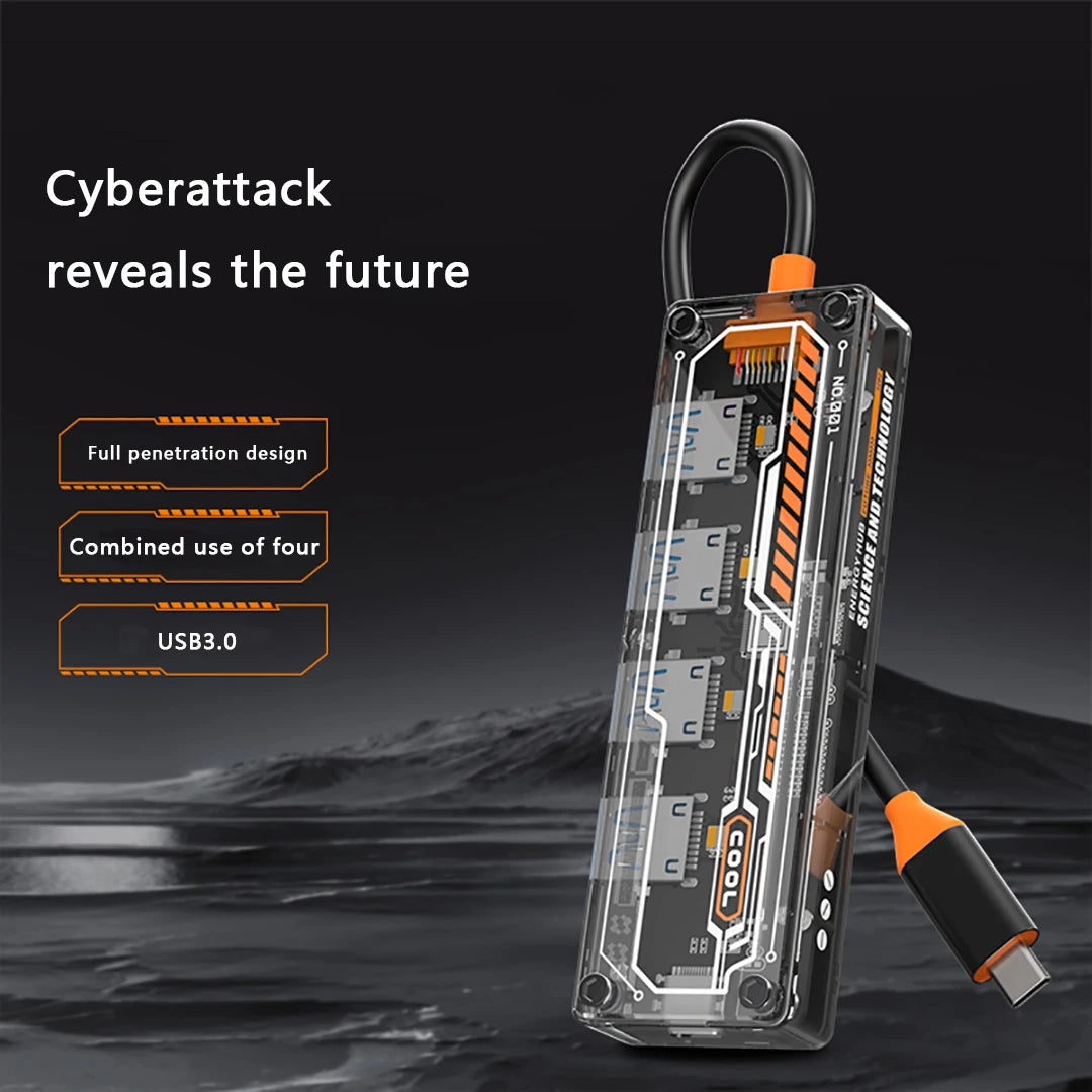 5 IN 1 Transparent USB C HUB USB Splitter