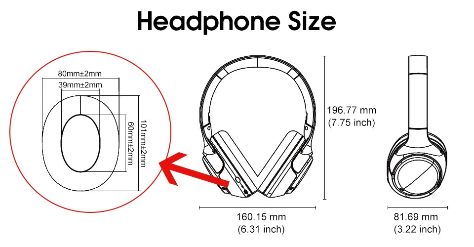 QCY H3 ANC Wireless Headphones Bluetooth