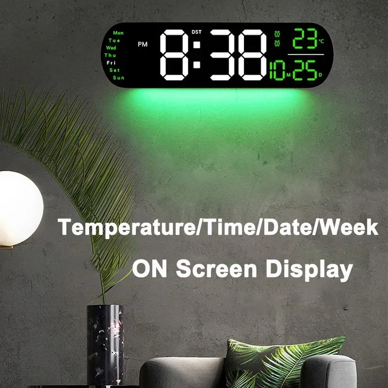 LED Digital Wall Clock Time Temperature Date Display