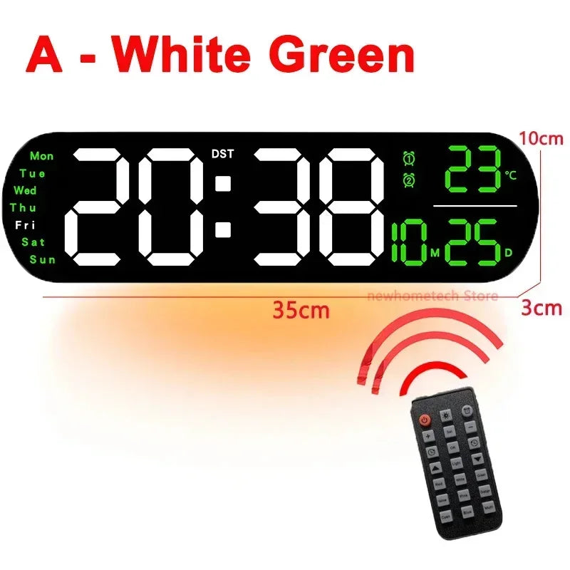 LED Digital Wall Clock Time Temperature Date Display