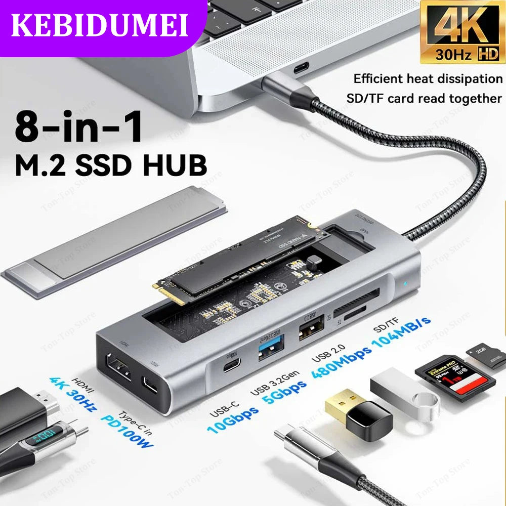 8-in-1 USB C Hub with Storage