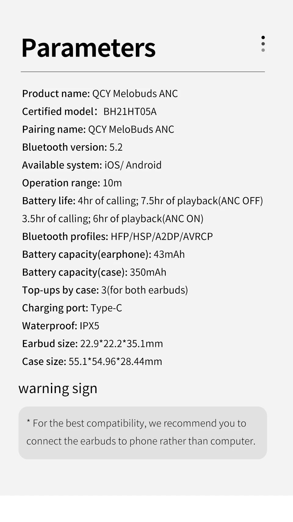 QCY HT05 ANC Wireless Earphone