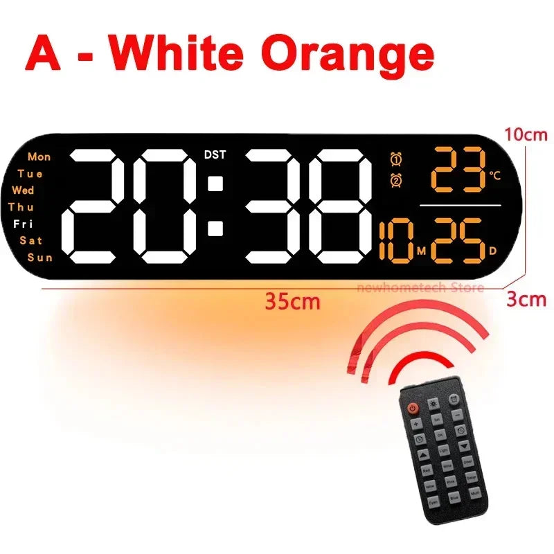 LED Digital Wall Clock Time Temperature Date Display