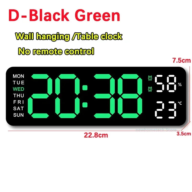 LED Digital Wall Clock Time Temperature Date Display