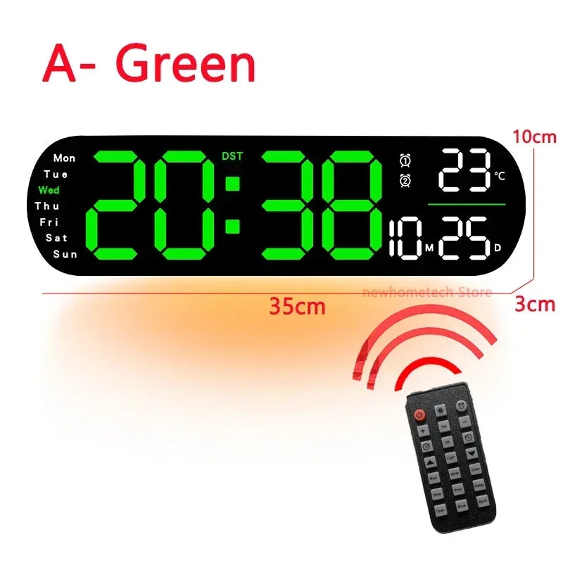 LED Digital Wall Clock Time Temperature Date Display