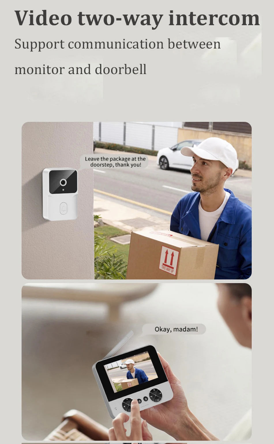 Mirixi Wireless 4.3 Inch IPS Video Doorbell with Camera