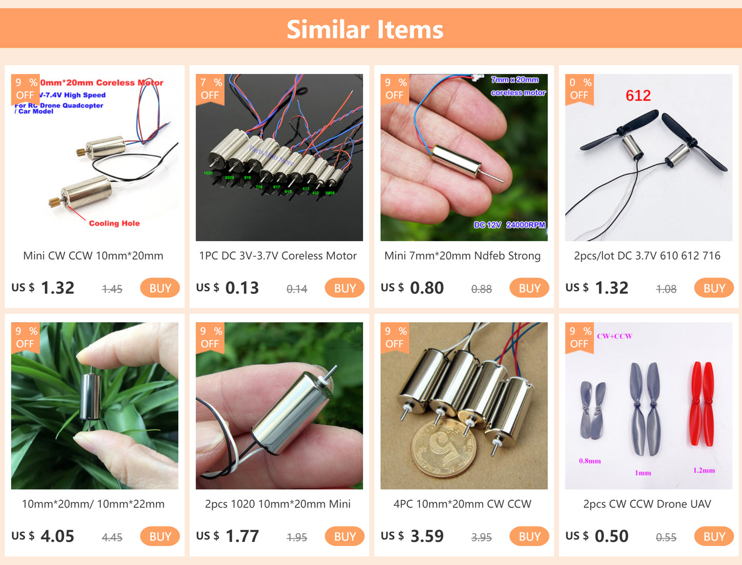 1PC DC 3V-3.7V Coreless Motor 0408,412,612,615,617.716,720,816,8520,1020 High Speed RC Drone Strong Magnetic DIY Aircraft