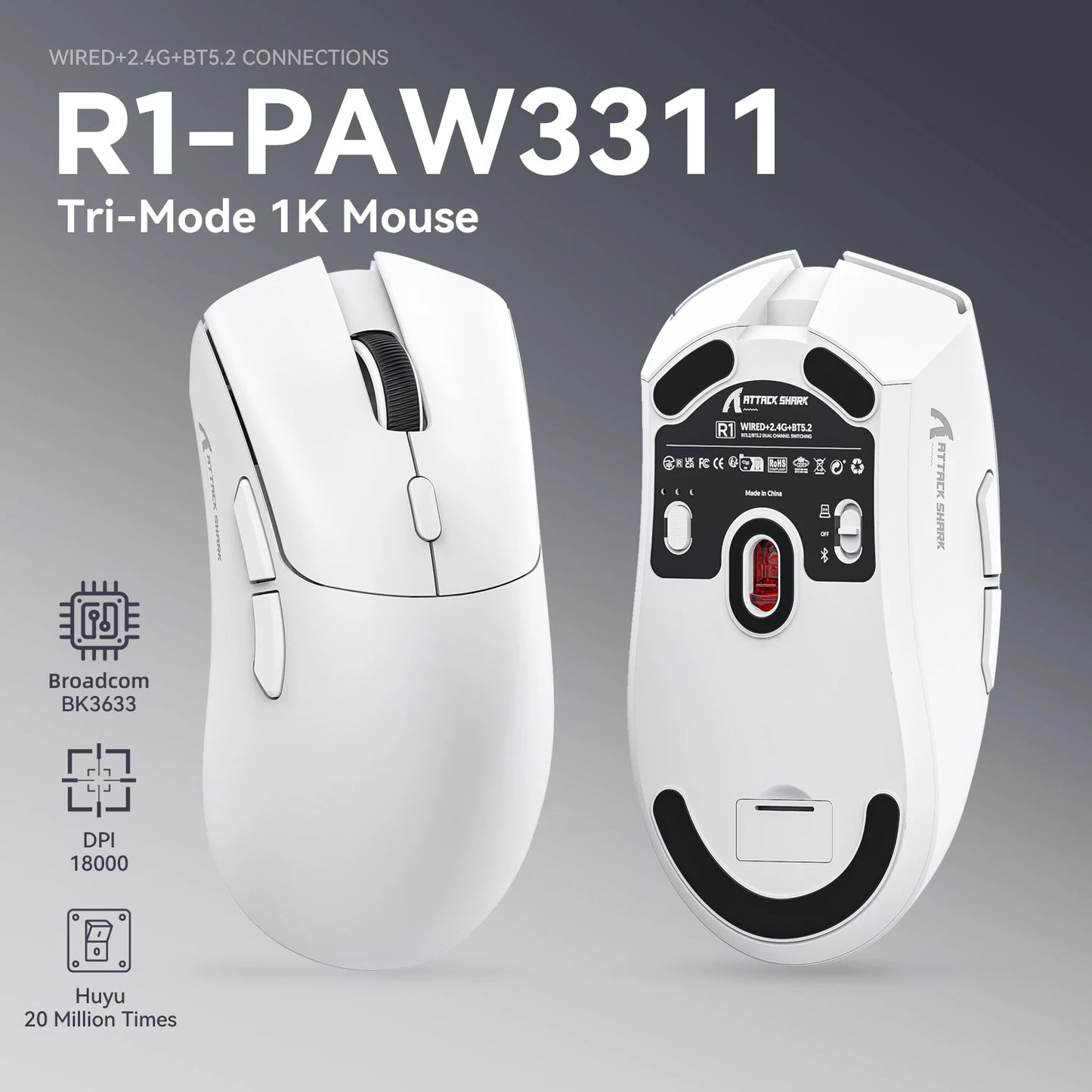 Attack Shark R1 Wireless High Performance Mouse