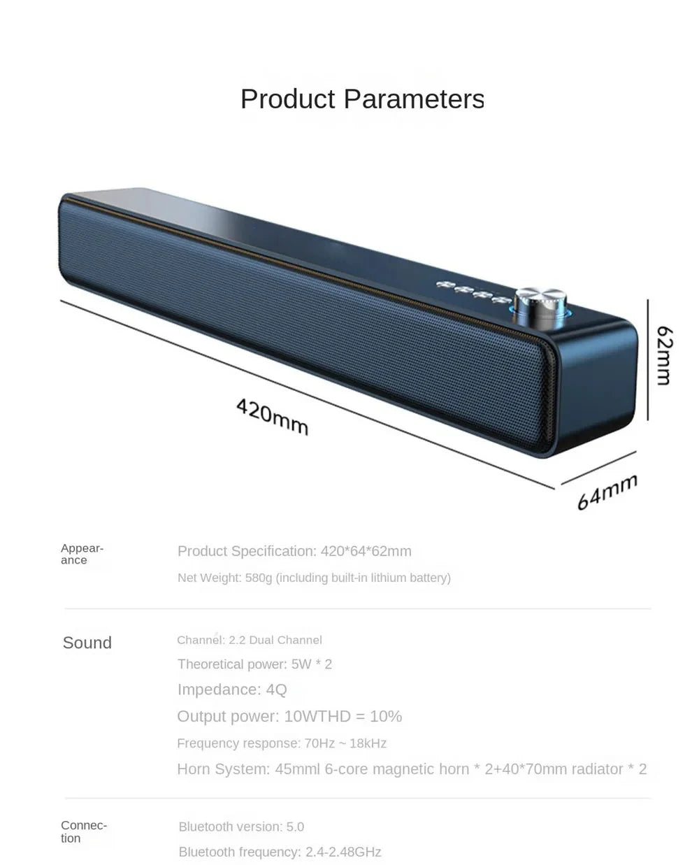 Bluetooth Subwoofer Soundbar