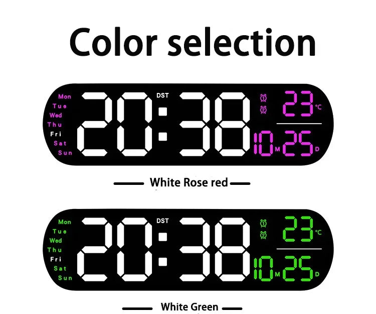 LED Digital Wall Clock Time Temperature Date Display