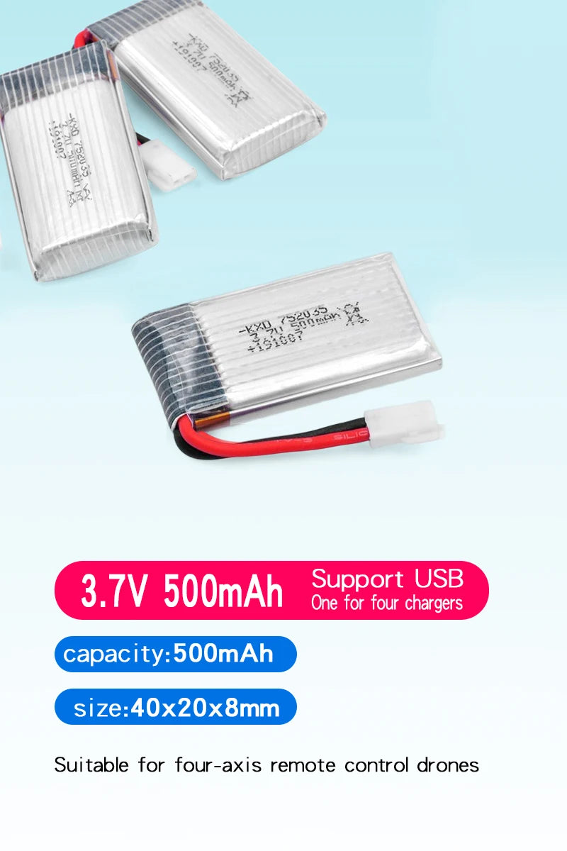 3.7V 160mAh 250mAh 300mAh 500mAh RC Palne Rechargeable lipo Battery for Remote Control FX620 FX820 F22 SU57 Mige530 Airplanes