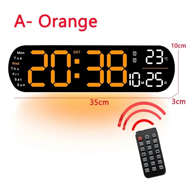 LED Digital Wall Clock Time Temperature Date Display