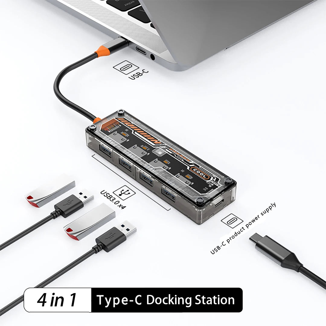 5 IN 1 Transparent USB C HUB USB Splitter