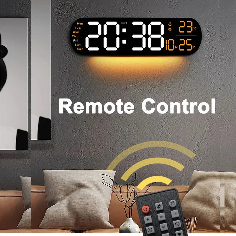 LED Digital Wall Clock Time Temperature Date Display
