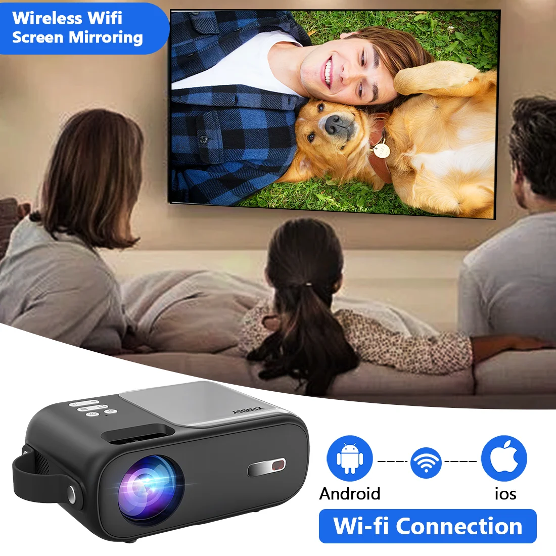 XIWSBY 12000Lumens Mini Android Projector