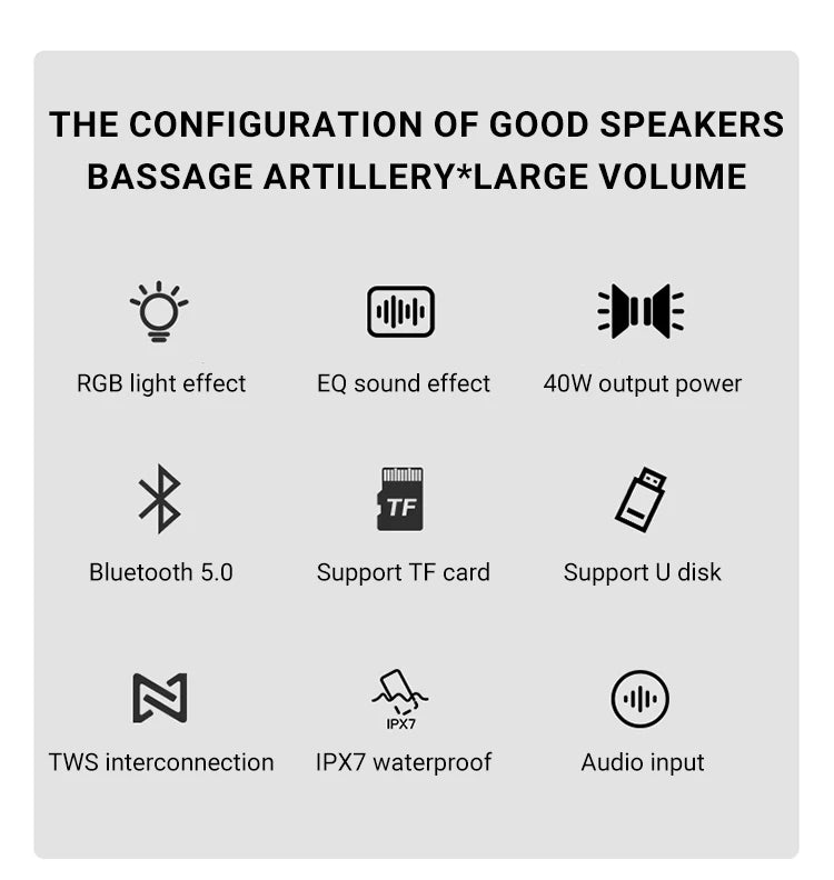 40W Portable Bluetooth Speaker 360 Degree