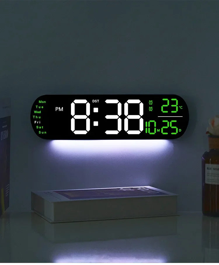 LED Digital Wall Clock Time Temperature Date Display
