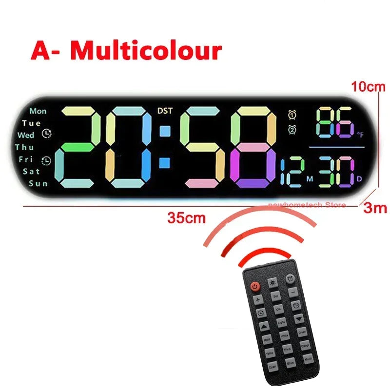 LED Digital Wall Clock Time Temperature Date Display