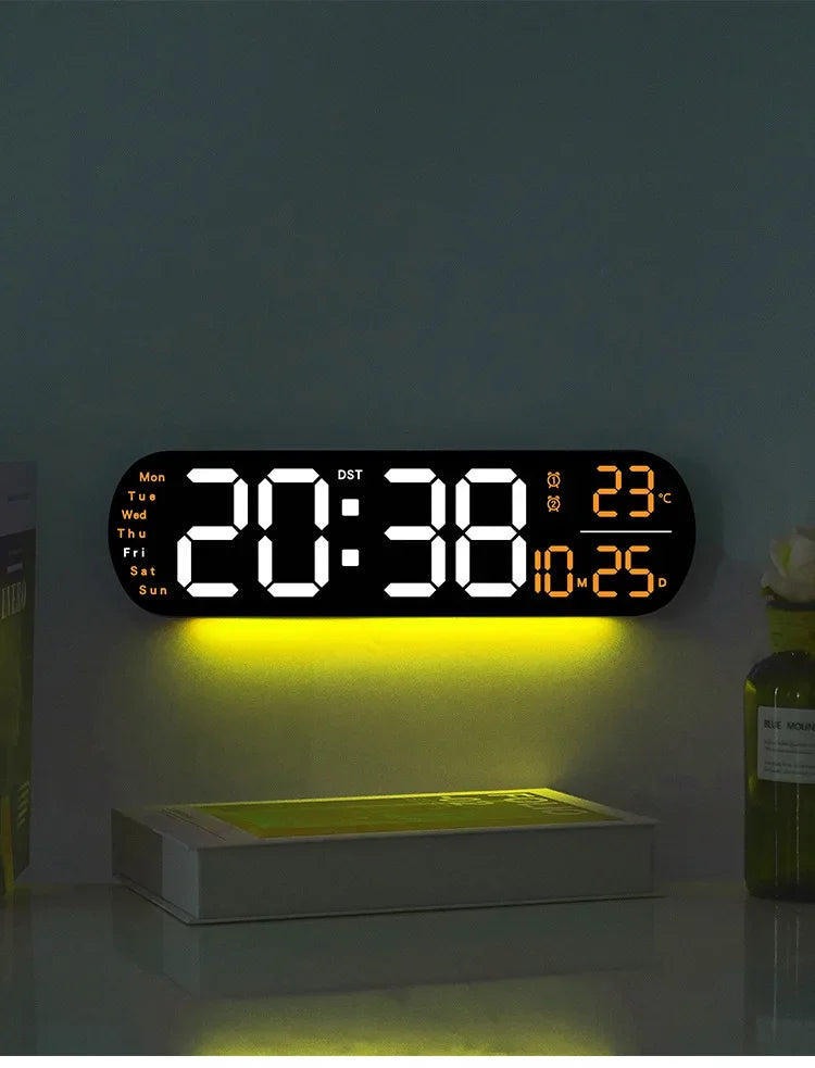LED Digital Wall Clock Time Temperature Date Display