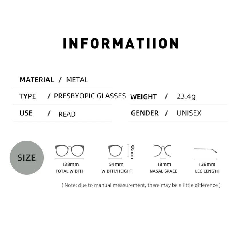 Square Metal Large Reading Glasses