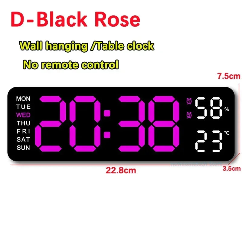 LED Digital Wall Clock Time Temperature Date Display