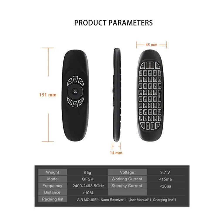 C120 RGB 7 Air Mouse & Keyboard Remote Control