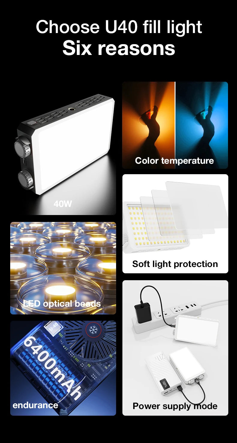 Video Light 40W Portable Cam Light