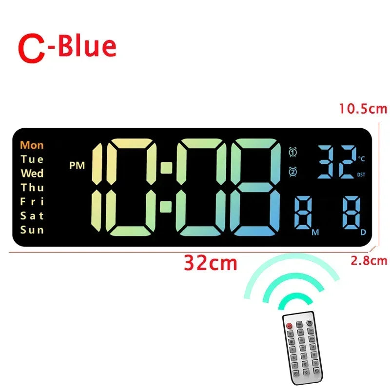 LED Digital Wall Clock Time Temperature Date Display
