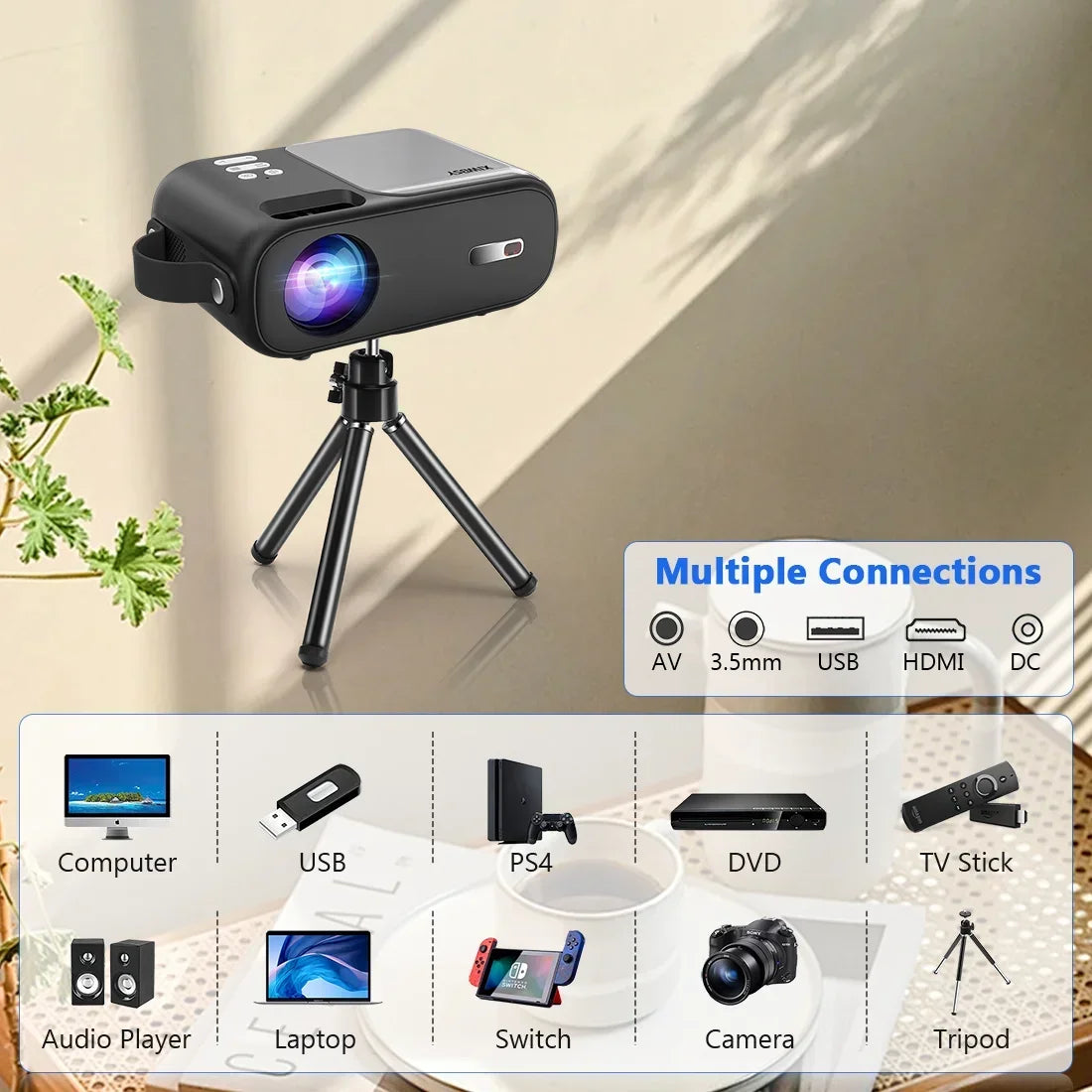 XIWSBY 12000Lumens Mini Android Projector