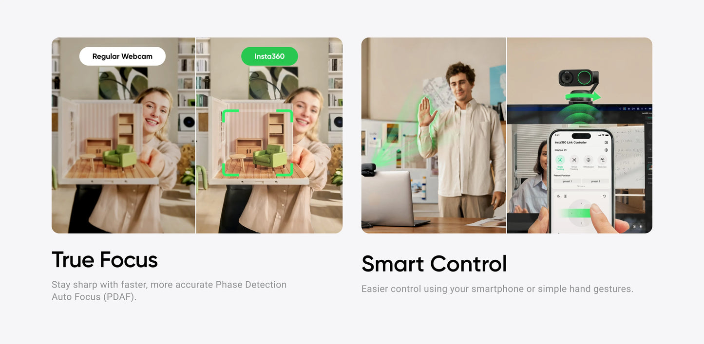 Insta360 Link 2 & 2C- PTZ 4K Webcam for PC/Mac
