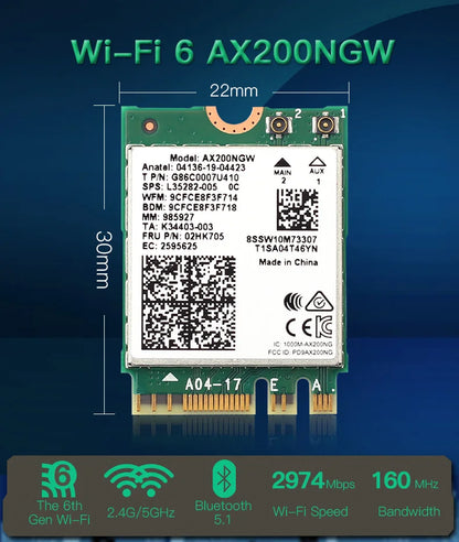Dual Band AX210 Bluetooth WiFi Card