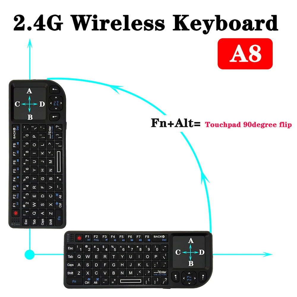 Wireless Keyboard Handheld With Touchpad Mouse