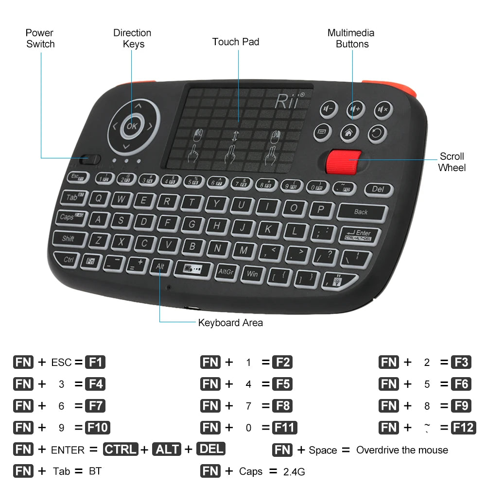 Rii i4 Mini Bluetooth Wireless Keyboard