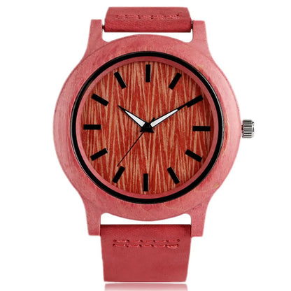 Stylish Simple Green/Red Wood Watch