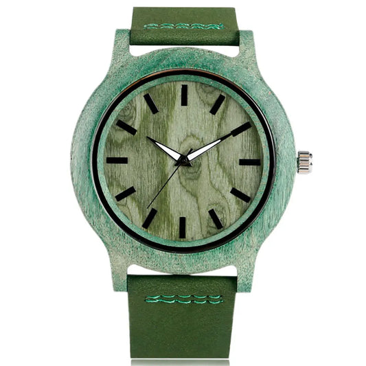 Stylish Simple Green/Red Wood Watch
