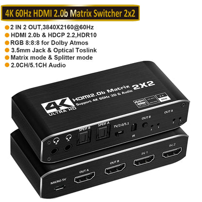 HDMI Matrix Switch Splitter 4 In 2 Out