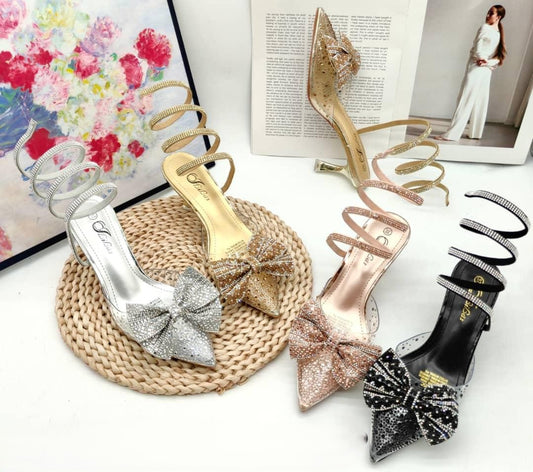 LIlas Bow Tie Shiny Snake Heels