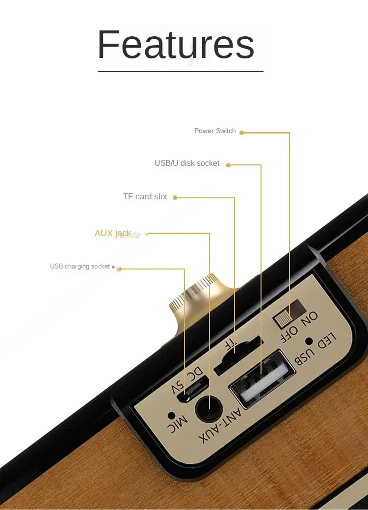 Retro KM-7 Wooden Bluetooth Speaker