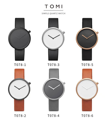 TOMI Women's Minimalist Style Leather Watch