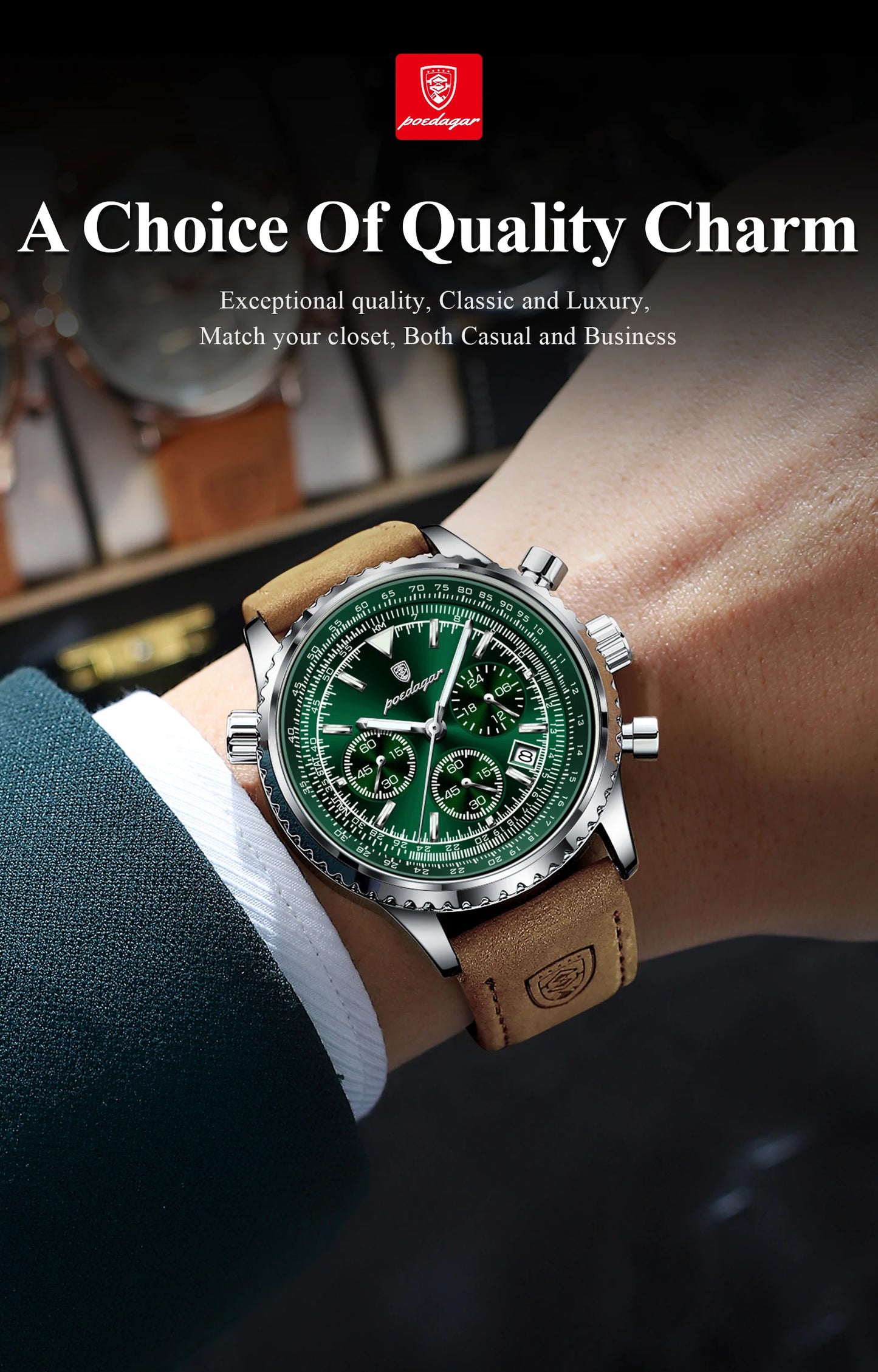 POEDAGAR Luxury Men Quartz Watch