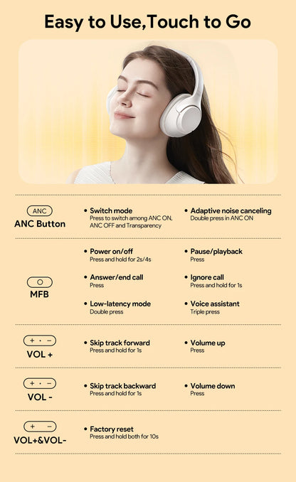 QCY H3 ANC Wireless Headphones Bluetooth