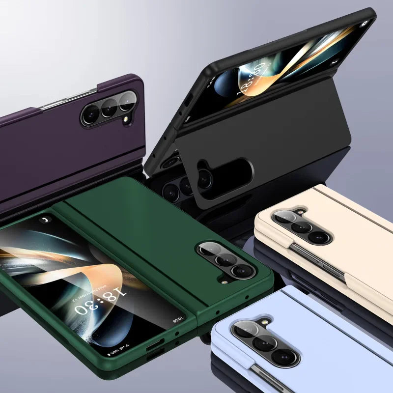 Built-in Magnetic Bracket Hybrid PC Phone Case for Samsung Galaxy Z Fold 7 ZFold 6 5 4 3 5G Shockproof Bumper Protective Cover