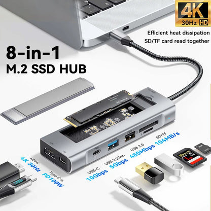 8-in-1 USB C Hub with Storage