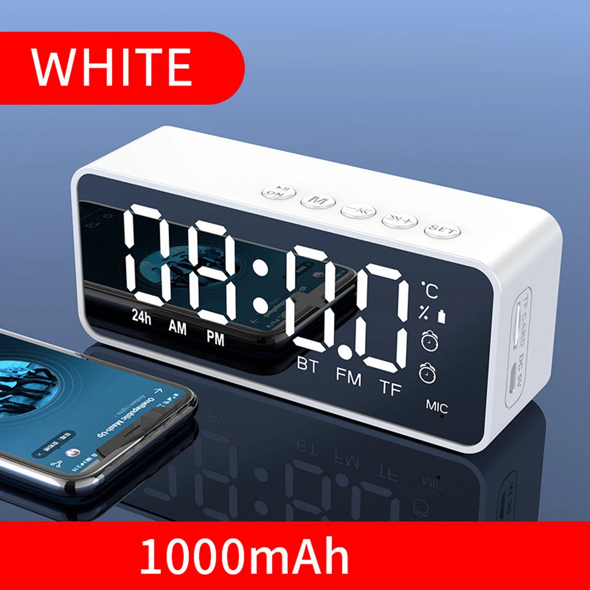 Alarm Clock Radio FM Bluetooth Speaker
