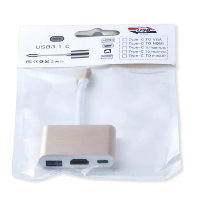 Type C To HDMI 3 in 1 USB Cable Converter