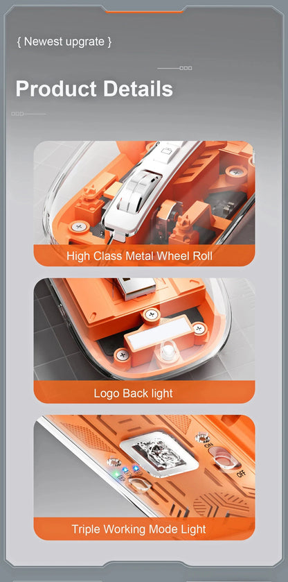 Transparent Magnetic Triple Mode Wireless Mouse